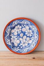 Assiette Décorative Portugaise Motif Floral Bleu Peint à la Main Accroche Mural