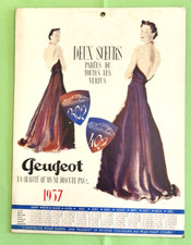 N°4978 / PEUGEOT 302 et 402 / rare calendrier illustré  1937  " deux soeurs ..."