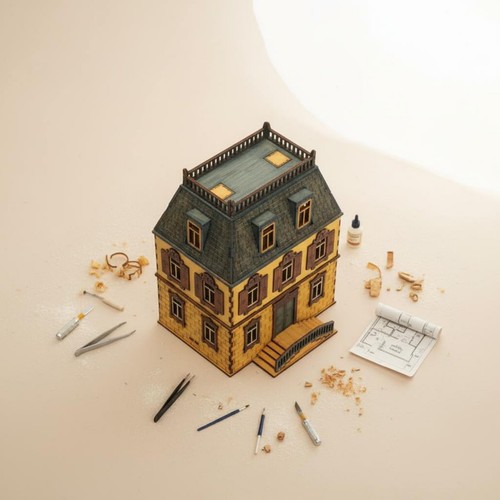 Maquette maison russe - en, bois