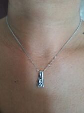 collier, chaîne, pendentif en argent massif, Zirconiums 