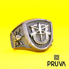 Y34 BAGUE CHEVALIÈRE PERSONNALISÉE EN ARGENT MASSIF 925K PLAQUÉ OR USA ARMY RING