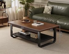 Table Basse en Bois avec Pieds en Métal NEUF