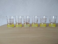 Lot de 6 verres apéritif ou digestif granité jaune Art Déco