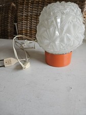 Lampe Vintage Diamant Delmas Socle Métal Orange Globe Opaline Années 1970