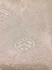 Vintage Hearts Damask Pinch Pleated Drapes 1950’s-60’s Antique White Custom HQ