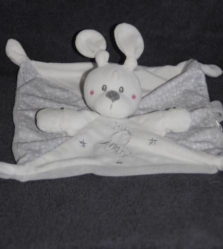 Doudou plat lapin blanc - plat,