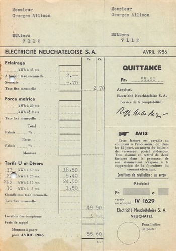 1956 electricite neuchateloise - 1956,