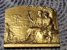France plaquette Mariage 8 mai 1838 monogramme MJ par René Baudichon ARGENT 
