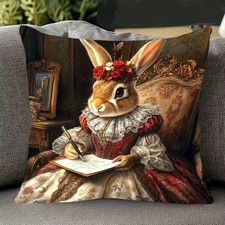 Housse de coussin LAPINE ECRIVAINE COSTUME DE NOBLE 45 cm Lapin humanisé