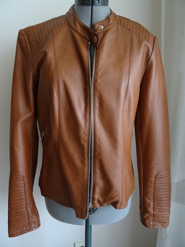 Veste simili cuir marron - en,