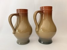 2 PICHET CRUCHE A VIN FAIENCE SARREGUEMINES GRÈS BROC CHOPE CARAFE POT BIÈRE