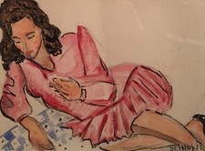 François DESNOYER (1894-1972). Aquarelle. v311