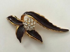 NEW Crystal Pin Brooch Flower Gold Clothes Bag Hats