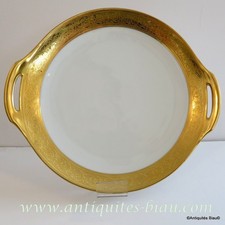 1   Pastry Platter Porcelaine  Limoges Thistle gold Haviland stamped perfect