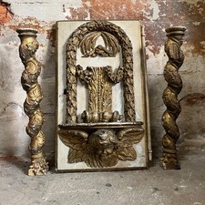 Ancienne porte de tabernacle XVIIIe église de Vouvant + 2 colonnes torsadées