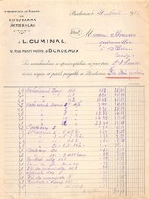 1913 PRODUITS SUEDOIS DE HUSQVARNA L CUMINAL A BORDEAUX - M. BOUVIER A BRIV