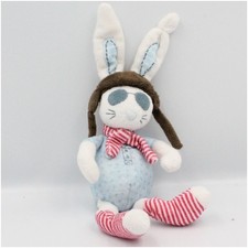 Doudou lapin blanc bleu rouge