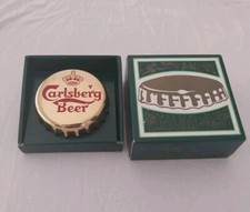 DECAPSULEUR CARLSBERG BEER . DIAM 7cm..GEORG JENSEN 1981  OR.GOLD BOTTLE OPENER 
