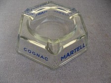 Ancien cendrier publicitaire  en verre COGNAC MARTEL - hexagonal