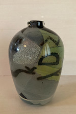 Vase verre épais à décor