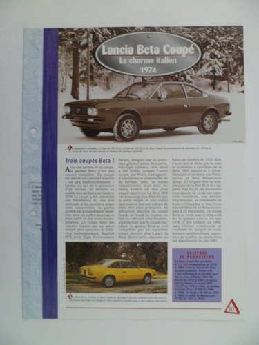 Carte fiche auto lancia beta - fiche,