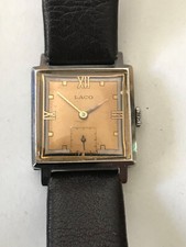 Extrêmement Rare LACO Carree Montre Remontage Manuel Vintage Inox Um 1940 -1950