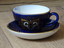 Tasse et sous tasse de dinette - Sarreguemines - Bleu de Sèvre