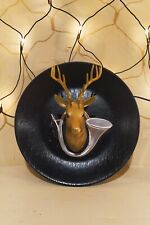 Assiette Murale Tête Cerf Vintage Upcycle faux taxidermy retro stags head wall 