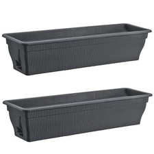 2x Bacs à Fleurs 80cm Balconnière Jarninières Stockage De L'Eau Gris