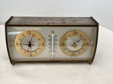 Ancienne station météo Jaeger, pendulette à pile, thermomètre, baromètre,vintage