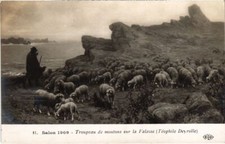 CPA TH. DEYROLLE TROUPEAU DE MOUTONS SUR LA FALAISE SALON DE PARIS (1271802)