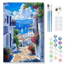 Peinture Numero Enfant Adulte avec Cadre Flower Town Peinture par Numero Adul...