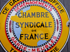 DEMENAGEMENTS Chambre Syndicale FRANCE Plaque émaillée ancienne bombée E.A.S.