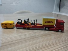 1/87 Convoi Matériel Cirque Pinder Renault Magnum 3 Chariots Et Caravane