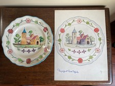 huile sur assiette J.B Maurice VECKER (1899-1988) paysage et roses royales