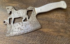 Ancien couperet Feuille de boucher zoomorphe cheval