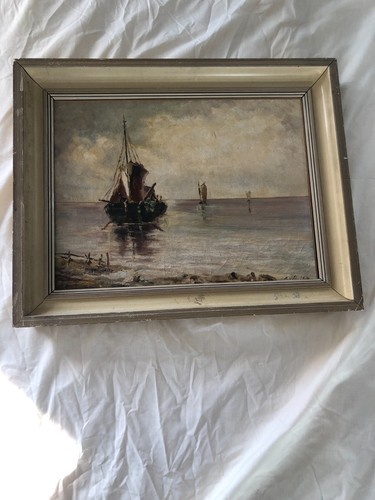 Huile sur toile marine signe - sur,