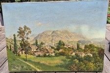 tableau ancien de montagne chapareillan Isère massif des bauges Savoie ch.brun