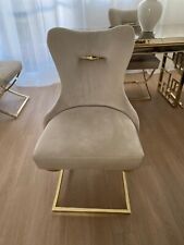 Lot de 4 chaises en velours, pieds dorés