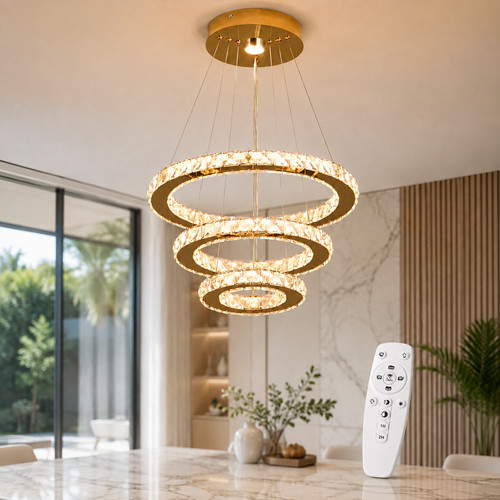 Lustre cristal led - lustre, anneaux