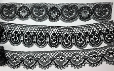 DENTELLE ANCIENNE - 3 bordures différentes dentelle noire - guipure