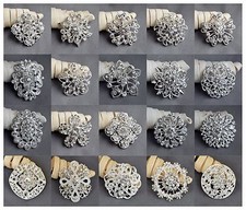 20 Brooch Lot Sliver Rhinestone Crystal Pin Wedding Bouquet DIY Kit Wholesale