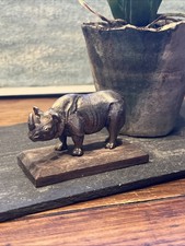 Bronze Argenté Animalier Rhinoceros Edition WWF XX Eme