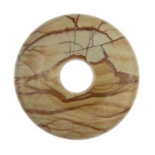 Donut Pi Chinois en jaspe paysage pour pendentif - Diam: 3 cm