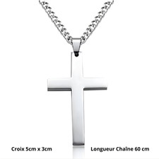 Silver Cross Necklace 60cm