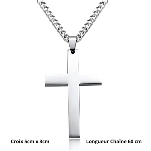 Silver cross necklace 60cm - cross,