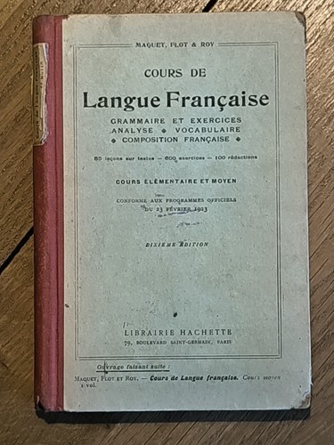 Ancien livre scolaire cours - cours, de