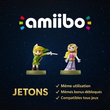Lot 2 Jetons Amiibo - LINK + ZELDA WIND WAKER - Zelda Breath of the Wild - TOTK