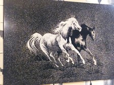  Tableau  en Laque et Coquille D'oeuf sur Panneau Ancien 