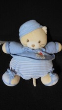 doudou peluche chat bleu rayé bonnet brodé bonhomme garçon KALOO
